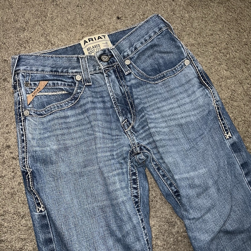 Ariat Jeans M4 Relaxed Adkins Turnout Boot Cut Whiskered Stacked Men 28x32